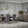 Casa Padrino Luxus Barock Esszimmer Stuhl Grau / Silber - Prunkvoller Barockstil Küchen Stuhl - Luxus Esszimmer Möbel im Barockstil - Barock Möbel - Edel & Prunkvoll