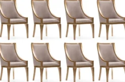 Casa Padrino Luxus Barock Esszimmer Stuhl 8er Set Grau / Gold - Barockstil Küchen Stühle - Prunkvolle Luxus Esszimmer Möbel im Barockstil - Barock Esszimmer Möbel - Edel & Prunkvoll