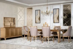 Casa Padrino Luxus Barock Esszimmer Stuhl 8er Set Grau / Gold - Barockstil Küchen Stühle - Prunkvolle Luxus Esszimmer Möbel im Barockstil - Barock Esszimmer Möbel - Edel & Prunkvoll