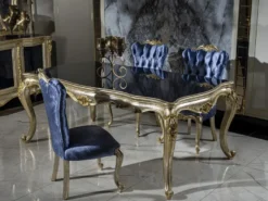Casa Padrino Luxus Barock Esszimmerstuhl Set Blau / Silber / Gold - Handgefertigtes Küchen Stühle 6er Set - Barock Esszimmer Möbel - Edel & Prunkvoll