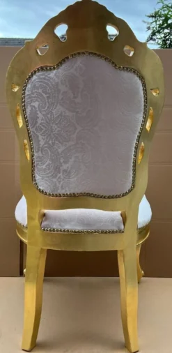 Casa Padrino Luxus Barock Esszimmer Stuhl Grau / Gold - Handgefertigter Barockstil Stuhl mit Muster - Esszimmer Möbel im Barockstil - Barock Möbel