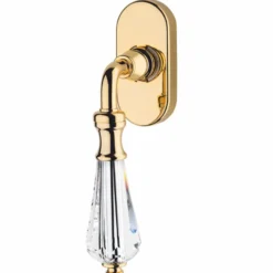 Casa Padrino Luxus Barock Fensterklinke mit Kristallglas Gold 14,5 cm - Prunkvoller Fenstergriff - Barock Deko Accessoires - Made in Italy