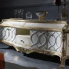 Casa Padrino Luxus Barock Fernsehschrank Weiß / Antik Gold 242 x 65 x H. 70 cm - Prunkvoller Barock Wohnzimmerschrank mit 4 Türen und 3 Schubladen