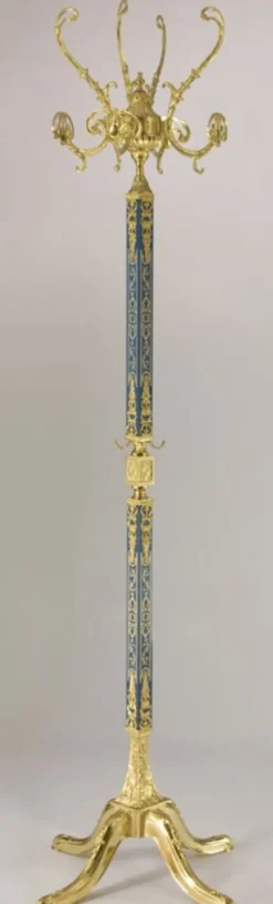 Casa Padrino Luxus Barock Garderobenständer Gold / Blau 40 x 40 x H. 178 cm - Edler Messing Kleiderständer - Barock Hotel Garderoben Möbel