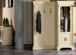 Casa Padrino Luxus Barock Garderobe mit Schrank Creme / Gold - Massivholz Garderobe im Barockstil - Luxus Garderoben Möbel im Barockstil - Luxus Qualität - Made in Italy