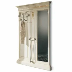 Casa Padrino Luxus Barock Garderobe mit Spiegel Weiß / Gold 161 x H. 213 cm - Made in Italy