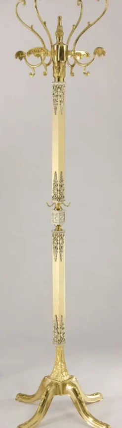 Casa Padrino Luxus Barock Garderobenständer Gold / Cremefarben / Silber 40 x 40 x H. 178 cm - Edler Messing Kleiderständer - Barock Hotel Garderoben Möbel
