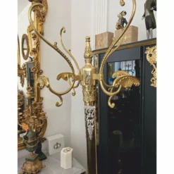 Casa Padrino Luxus Barock Garderobenständer Gold / Silber H. 180 cm - Made in Italy