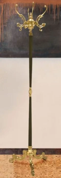 Casa Padrino Luxus Barock Garderobenständer Gold / Grün 45 x 45 x H. 175 cm - Edler Messing Kleiderständer - Barock Hotel Garderoben Möbel
