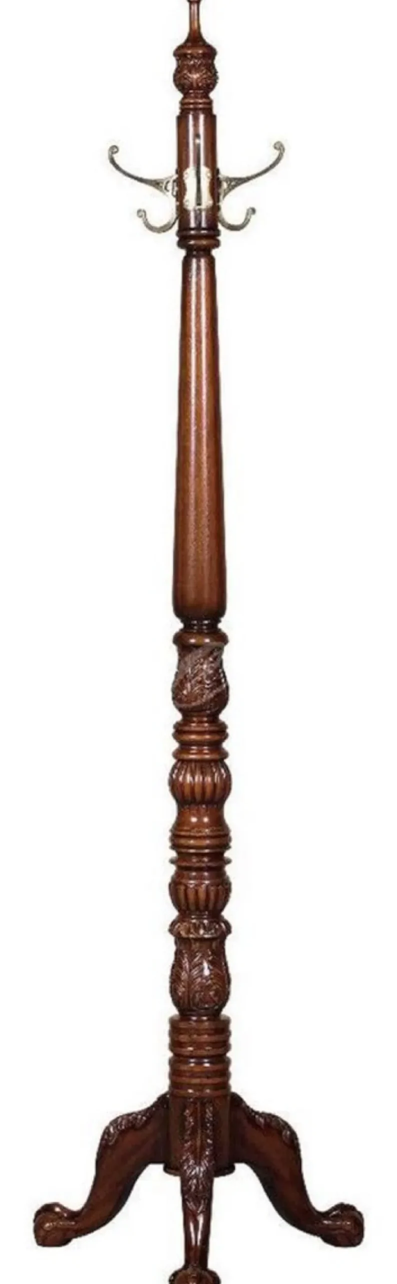 Casa Padrino Luxus Barock Garderobenständer Dunkelbraun 55 x 55 x H. 157,5 cm - Edler Massivholz Kleiderständer - Barock Hotel Garderoben Möbel