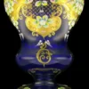 Casa Padrino Luxus Barock Glas Vase Blau / Mehrfarbig / Gold H. 40 cm - Handgefertigte & handbemalte Blumenvase - Barock Deko - Edel & Prunkvoll