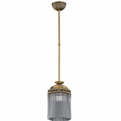 Casa Padrino Luxus Barock Hängeleuchte Messing mit Patina Ø 15 x H. 70 cm