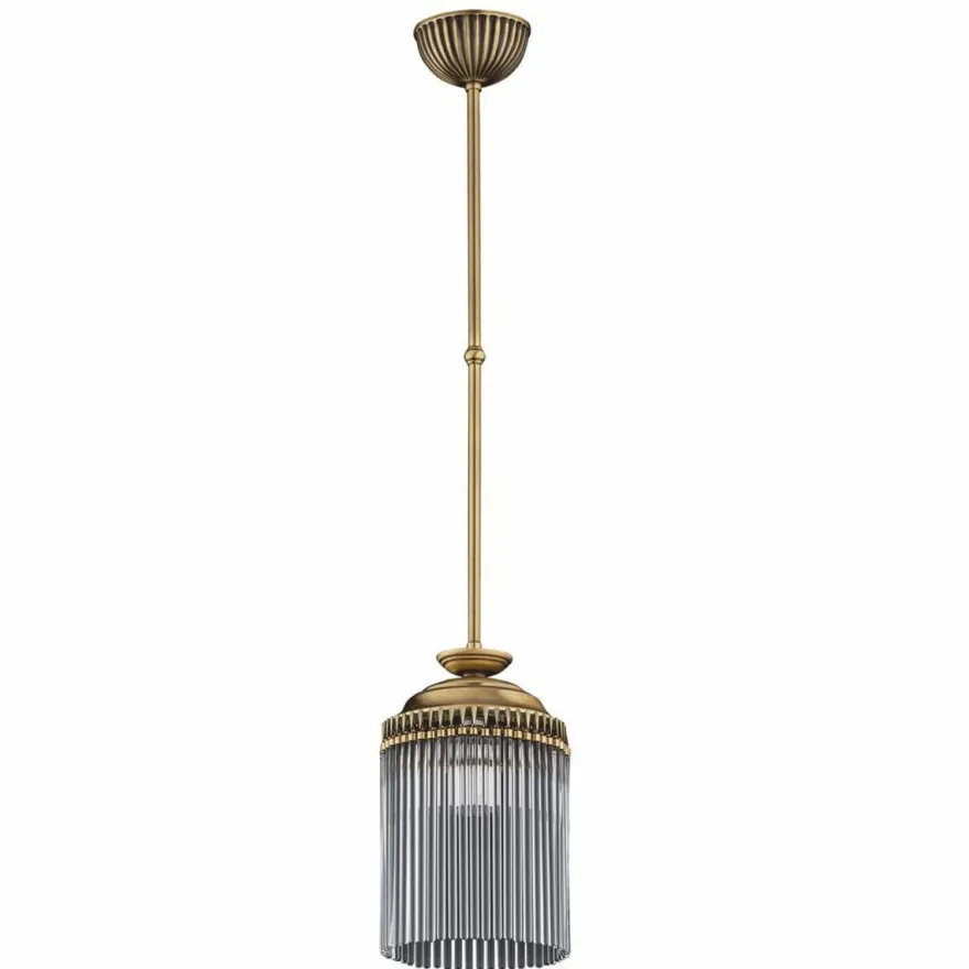 Casa Padrino Luxus Barock Hängeleuchte Messing mit Patina Ø 15 x H. 70 cm