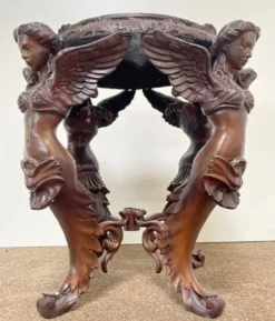 Casa Padrino Luxus Barock Hocker Engel Ø 51 x H. 48 cm - Runder Bronze Sitzhocker im Barockstil - Barock Möbel