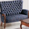 Casa Padrino Luxus Barock Hochlehnsofa mit Blumenmuster Lila / Blau / Braun 141 x 80 x H. 106 cm - Edles Wohnzimmer Sofa im Barockstil - Barock Wohnzimmer Möbel