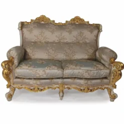 Casa Padrino Luxus Barock Hotel & Wohnzimmer Sofa Silber / Grau / Gold 150 cm - Made in Italy