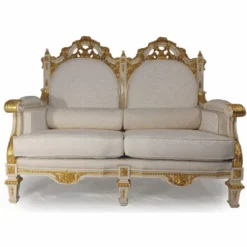 Casa Padrino Luxus Barock Hotel & Wohnzimmer Sofa Grau / Gold 145 cm - Made in Italy