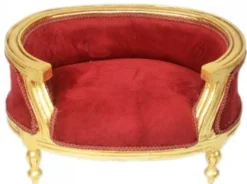 Casa Padrino Luxus Barock Hunde & Katzen Sofa in Bordeaux / Gold, 71,5 x 53 x 41 cm