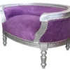 Casa Padrino Luxus Barock Hunde & Katzen Sofa in Lila / Silber, 71,5 x 53 x 41 cm