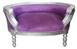 Casa Padrino Luxus Barock Hunde & Katzen Sofa in Lila / Silber, 71,5 x 53 x 41 cm