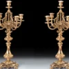 Casa Padrino Luxus Barock Kerzenhalter Set Gold Ø 25 x H. 48 cm - Handgefertigte Barockstil Bronze Kerzenständer - Barock Deko Accessoires - Barock Interior - Barock Möbel - Edel & Prunkvoll