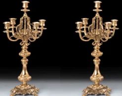 Casa Padrino Luxus Barock Kerzenhalter Set Gold Ø 25 x H. 48 cm - Handgefertigte Barockstil Bronze Kerzenständer - Barock Deko Accessoires - Barock Interior - Barock Möbel - Edel & Prunkvoll