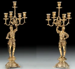 Casa Padrino Luxus Barock Kerzenhalter Set Gold Ø 24 x H. 58 cm - Handgefertigte Barockstil Bronze Kerzenständer - Barock Deko Accessoires - Barock Interior - Barock Möbel - Edel & Prunkvoll