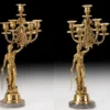 Casa Padrino Luxus Barock Kerzenhalter Set Gold / Grau Ø 22 x H. 48 cm - Handgefertigte Barockstil Bronze Kerzenständer - Barock Deko Accessoires - Barock Interior - Barock Möbel