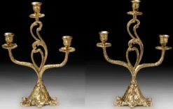 Casa Padrino Luxus Barock Kerzenhalter Set Gold 26 x H. 36 cm - Handgefertigte Barockstil Bronze Kerzenständer - Barock Deko Accessoires - Barock Interior - Barock Möbel - Edel & Prunkvoll