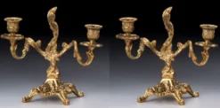 Casa Padrino Luxus Barock Kerzenhalter Set Gold 21 x H. 20 cm - Handgefertigte Barockstil Bronze Kerzenständer - Barock Deko Accessoires - Barock Interior - Barock Möbel - Edel & Prunkvoll