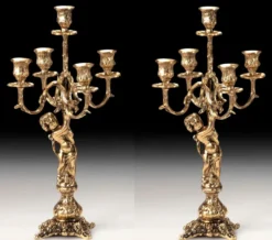 Casa Padrino Luxus Barock Kerzenhalter Set Gold Ø 24 x H. 45 cm - Handgefertigte Barockstil Bronze Kerzenständer - Barock Deko Accessoires - Barock Interior - Barock Möbel - Edel & Prunkvoll