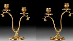 Casa Padrino Luxus Barock Kerzenhalter Set Gold 15 x H. 19 cm - Handgefertigte Barockstil Bronze Kerzenständer - Barock Deko Accessoires - Barock Interior - Barock Möbel - Edel & Prunkvoll