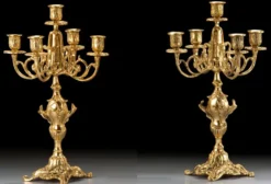 Casa Padrino Luxus Barock Kerzenhalter Set Gold Ø 25 x H. 40 cm - Handgefertigte Barockstil Bronze Kerzenständer - Barock Deko Accessoires - Barock Interior - Barock Möbel - Edel & Prunkvoll
