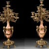 Casa Padrino Luxus Barock Kerzenhalter Set Messing / Beige Ø 25 x H. 55 cm - Handgefertigte Barockstil Bronze Kerzenständer - Barock Deko Accessoires - Barock Interior - Barock Möbel