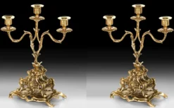 Casa Padrino Luxus Barock Kerzenhalter Set Gold 24 x H. 34 cm - Handgefertigte Barockstil Bronze Kerzenständer - Barock Deko Accessoires - Barock Interior - Barock Möbel - Edel & Prunkvoll