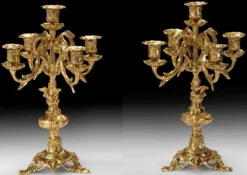 Casa Padrino Luxus Barock Kerzenhalter Set Gold Ø 25 x H. 38 cm - Handgefertigte Barockstil Bronze Kerzenständer - Barock Deko Accessoires - Barock Interior - Barock Möbel - Edel & Prunkvoll