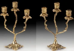 Casa Padrino Luxus Barock Kerzenhalter Set Gold 17 x H. 26 cm - Handgefertigte Barockstil Bronze Kerzenständer - Barock Deko Accessoires - Barock Interior - Barock Möbel - Edel & Prunkvoll