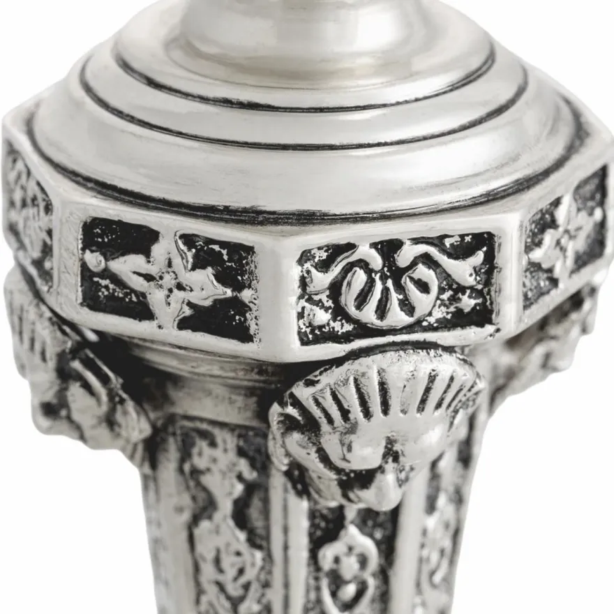 Casa Padrino Luxus Barock Kerzenständer im französischen Stil Antik Silber H. 25 cm - Barockstil Deko Accessoires