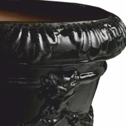 Casa Padrino Luxus Barock Keramik Blumentopf Schwarz Ø 60 x H. 56 cm - Garten Deko