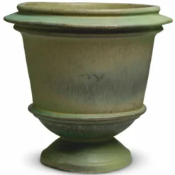 Casa Padrino Luxus Barock Keramik Blumentopf Grün Ø 57,5 x H. 54 cm - Garten Deko