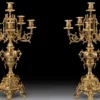 Casa Padrino Luxus Barock Kerzenhalter Set Gold Ø 30 x H. 56 cm - Handgefertigte Barockstil Bronze Kerzenständer - Barock Deko Accessoires - Barock Interior - Barock Möbel - Edel & Prunkvoll