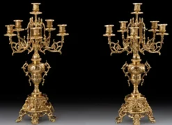 Casa Padrino Luxus Barock Kerzenhalter Set Gold Ø 30 x H. 56 cm - Handgefertigte Barockstil Bronze Kerzenständer - Barock Deko Accessoires - Barock Interior - Barock Möbel - Edel & Prunkvoll