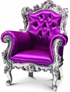 Casa Padrino Luxus Barock Kindersessel Fuchsia / Silber - Barockstil Kinderzimmer Sessel mit Swarovski Kristallglas - Barock Kinder Möbel - Barock Kinderzimmer Möbel - Luxus Qualität - Made in Italy