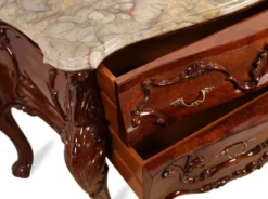 Casa Padrino Luxus Barock Kommode mit Marmorplatte Braun / Beige 156 cm - Barock Möbel