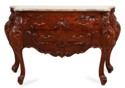 Casa Padrino Luxus Barock Kommode mit Marmorplatte Braun / Beige 156 cm - Barock Möbel