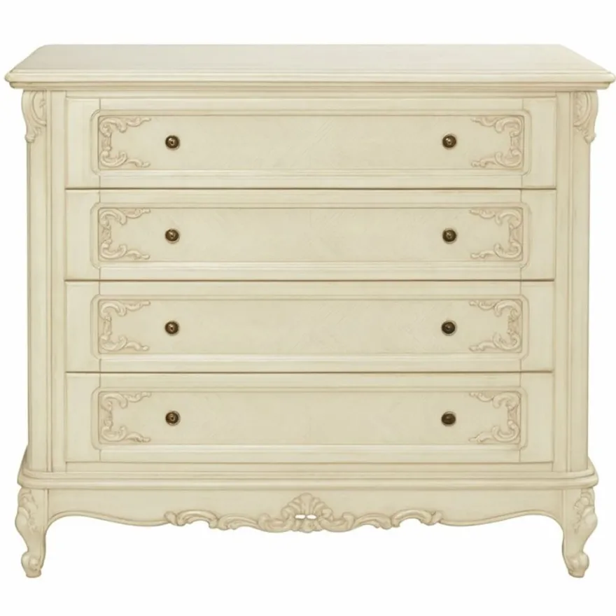 Casa Padrino Luxus Barock Kommode Creme 120 cm - Barock Schlafzimmer Möbel