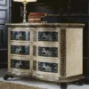 Casa Padrino Luxus Barock Kommode Naturfarben / Braun / Schwarz - Handgefertigte Massivholz Kommode mit Schubladen - Luxus Schlafzimmer Möbel im Barockstil - Luxus Qualität - Made in Italy
