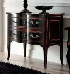 Casa Padrino Luxus Barock Kommode Antik Schwarz / Silber - Handgefertigte Massivholz Kommode mit 2 Schubladen - Barockstil Schlafzimmer Möbel - Barock Möbel - Luxus Qualität - Made in Italy