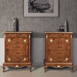 Casa Padrino Luxus Barock Kommode mit 5 Schubladen Braun / Gold H. 105 cm - Made in Italy