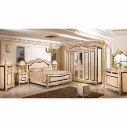 Casa Padrino Luxus Barock Kommode Weiß / Beige / Schwarz / Gold H. 124 cm - Barock Möbel